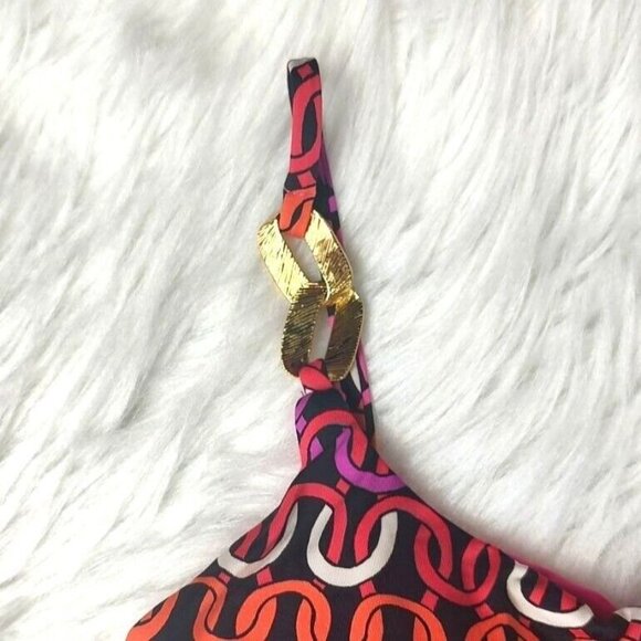 Trina Turk One Piece Swimsuit 8 Echo Chain Scoop Neck Pink Resortwear - Picture 7 of 11